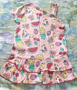 Cute Fruit Print One-Shoulder Dress