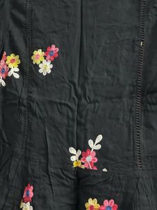 Black Embroidered Floral Blouse