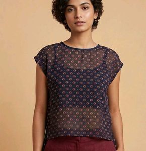 cutest Owl Printed Sheer Top