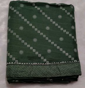 Elegant Green Saree with White Print