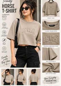 Cropped T-Shirt with 'IBIZA' Graphic