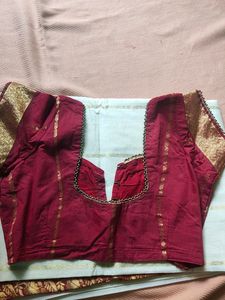 Off White Maroon Saree