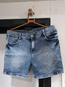 Washed Blue Denim Shorts