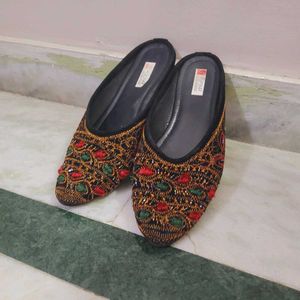 Embroidered Mules - Ethnic Flats