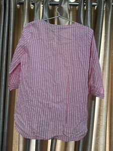 Pink Striped V-Neck Top
