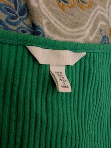 Green Ribbed Square Neck Top