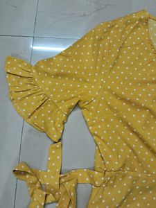 Yellow Polka Dot Wrap Top