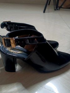 Chic Black Block Heels with Buckle