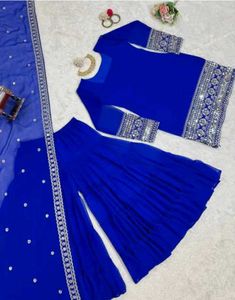 Vibrant Blue Sharara Suit Set