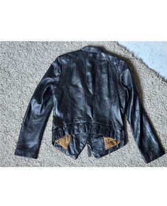 Black Leather Biker Jacket - Thrifted