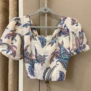 Printed Square Neck Top