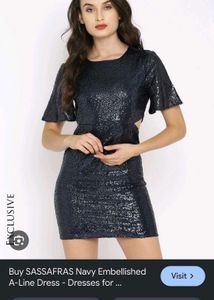 Sassafras Navy Blue Sequined Dress with cut outs