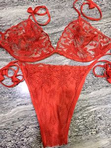 Shiny Red Bikini Set