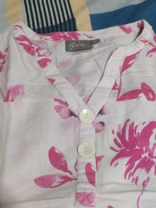 White Floral Button-Up Top