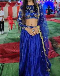 Blue Embroidered Lehenga Set