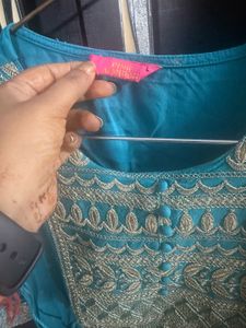 Beautiful Teal Kurta with Gold Embroidery