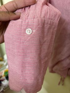 Chic Pink Striped Button-Up Top