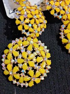 Stunning Yellow Floral Dangle Earrings