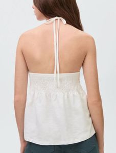 MANGO Bead detailed smocked backless top | Size S