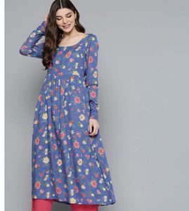 Blue Floral Print Kurta