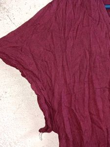 Maroon V-Neck Button-Up Top