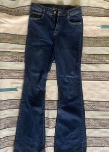Flared Dark Blue Denim Jeans