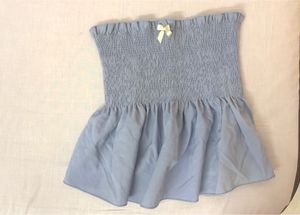 Blue Smocked Peplum Tube Top