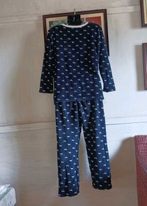 Cute Navy Dog Print Pajama Set