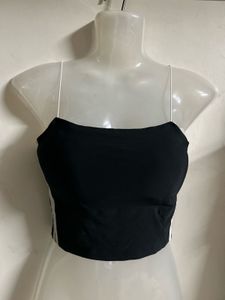 Black Strapless Crop Top