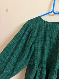 Chic Green Plaid Mini Dress