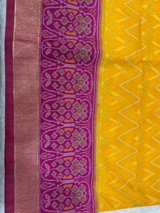 patola Yellow Saree with Pink Border