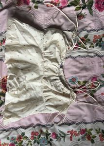 Cream Floral Ruched Top
