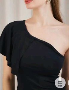 Shein One Shoulder Ruffle Sleeve Ruched BooDress