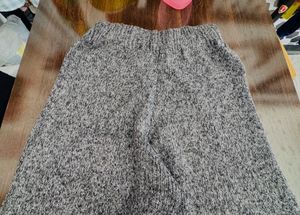 Gray Knit Wide Leg Pants