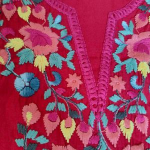 Rani Pink Embroidered Cotton silkSuit , dress mate