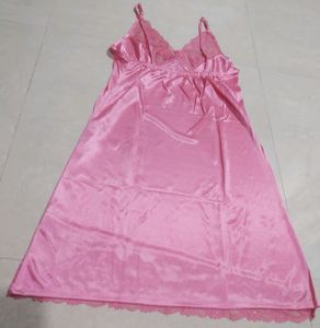 Pink Satin Babydoll Nighty For Women And Girls