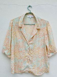 Crepe Fabric, Size-L ,off White With Delightful Print