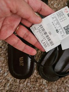 ZARA Dark Brown Flat Sandals