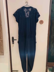 Elegant Navy Lace Detail Jumpsuit