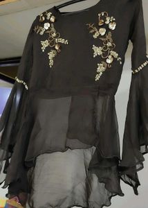 Elegant Brown Embroidered Kurta Set