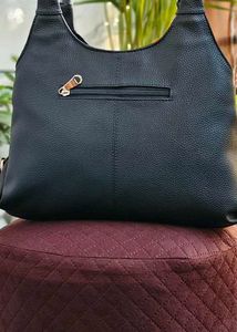 Classic Black Faux Leather Shoulder Bag