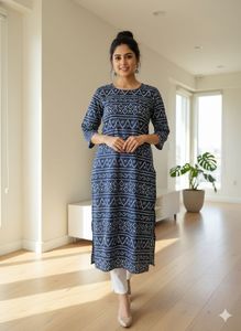 Stylish Blue Printed Kurta