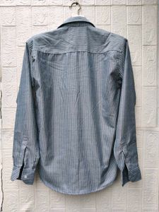 New with tag Korean Blue Striped Button-Up Shirt
