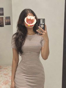 Striped Short Sleeve Dress 🖤🤍