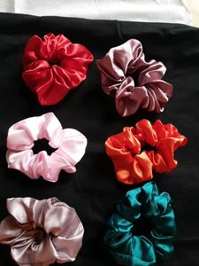 Silky Satin Scrunchies - Set of 6