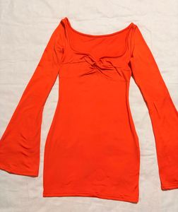 Urbanic Orange Long Sleeve Mini Dress