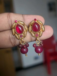 Traditional Antique Coin Necklace with Ruby Stones