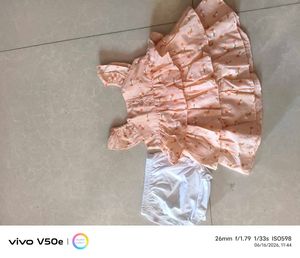 Adorable Peach Cherry Print  with Ruffles fro