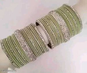 Elegant Blue &amp; Silver Bangles Set