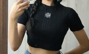 Stylish Black Ribbed Cropped Top